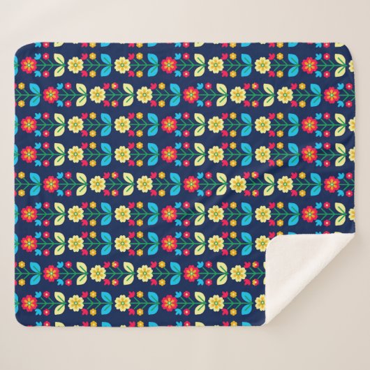 Buntes Blumenmuster Sherpadecke (Vorderseite (Horizontal))