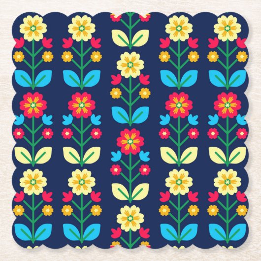 Buntes Blumenmuster Untersetzer (Vorderseite)