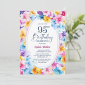 Buntes Blumenoval 95. Geburtstagsparty Einladung (Stehend Vorderseite)