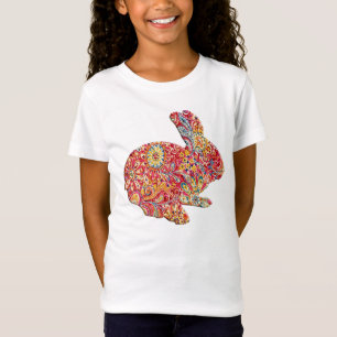 Buntes BlumenSilhouette-Osterhasen-Shirt T-Shirt