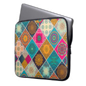 Buntes Bohemisches Mandala-Patchwork Laptopschutzhülle (Vorderseite Links)