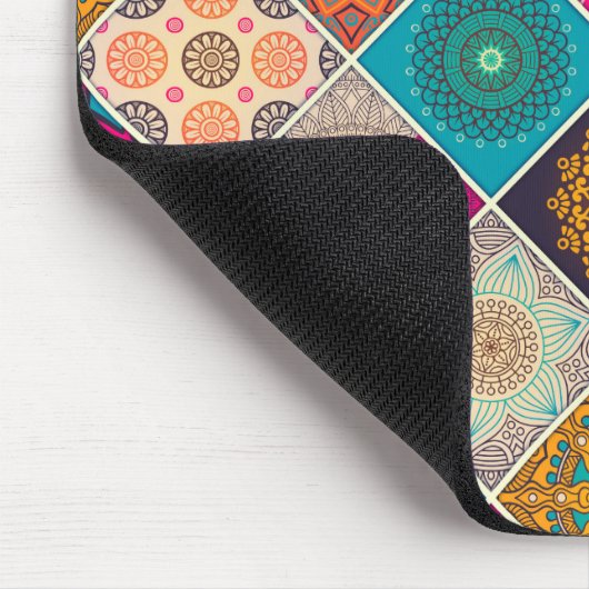 Buntes Bohemisches Mandala-Patchwork Mousepad (Ecke)