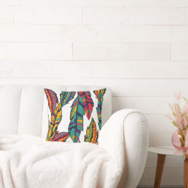 buntes bohfarbiges Blätter Muster Kissen