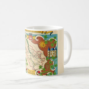 Buntes Bordeaux-Karten-Tasse Frankreich Kaffeetasse