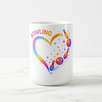 Buntes Bowling-Herz für Bowling-Pin-Liebhaber Kaffeetasse