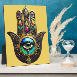 Buntes Braun Gold Hamsa Regenbogenfarbe Drittes Au Fotoplatte