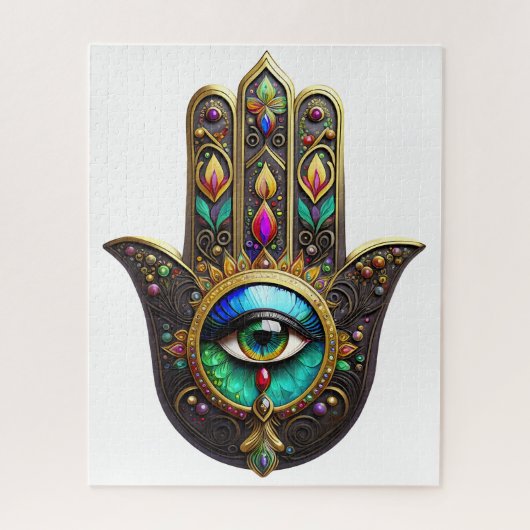 Buntes Braun Gold Hamsa Regenbogenfarbe Drittes Au Puzzle (Vertikal)
