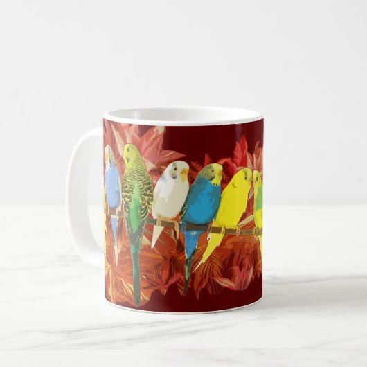 Buntes budgies Muster Kaffeetasse (Vorderseite Links)