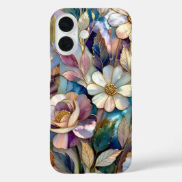 Buntes Buntglas iPhone Case Lila Blume
