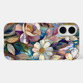 Buntes Buntglas iPhone Case Lila Blume (Rückseite (Horizontal))