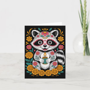 Buntes Calavera-Waschbär-Design für Día De Los Karte