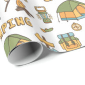 Buntes Campings-Gang-Muster-Verpackungs-Papier Geschenkpapier (Rolleneckpunkt)