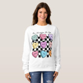 Buntes Candy-Valentinstag-Schwarzhaar-Sweatshirt Sweatshirt (Vorne ganz)