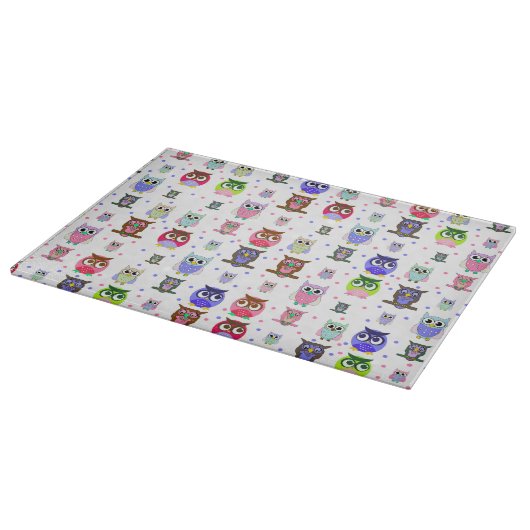 Buntes Cartoon-Eulen-Glasschneiden-Brett Schneidebrett (Ecke)