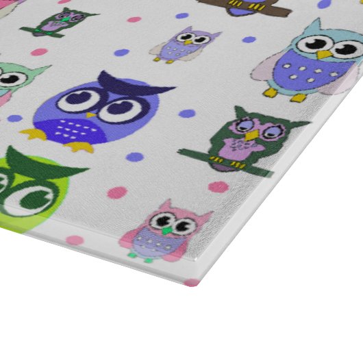 Buntes Cartoon-Eulen-Glasschneiden-Brett Schneidebrett (Ecke)