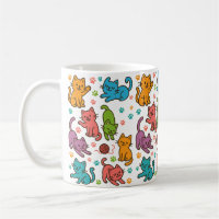 Buntes Cartoon-Katzen-Muster-Tasse – Süße Katzenli