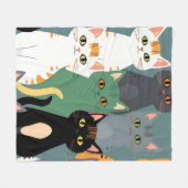 Buntes Cartoon-Katzenmuster Fleecedecke (Vorderseite (Horizontal))