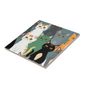 Buntes Cartoon-Katzenmuster Fliese (Seite)