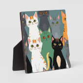 Buntes Cartoon-Katzenmuster Fotoplatte (Vorderseite)