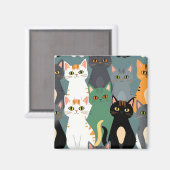 Buntes Cartoon-Katzenmuster Magnet (Vorderseite/Rückseite)