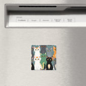 Buntes Cartoon-Katzenmuster Magnet (In Situ (Geschirrspüler))