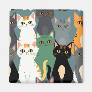 Buntes Cartoon-Katzenmuster Magnet