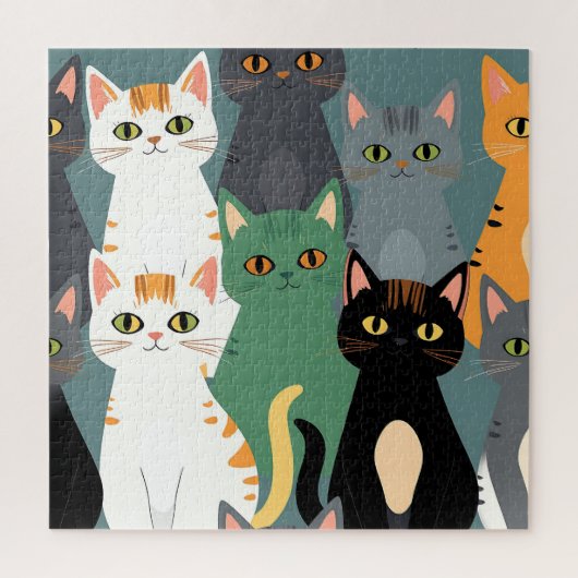 Buntes Cartoon-Katzenmuster Puzzle (Vertikal)