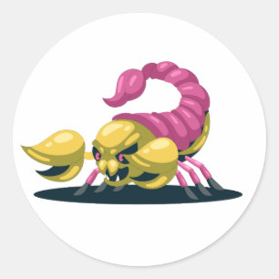 Buntes Cartoon-Skorpion Fantasy-Tier Vektor St Runder Aufkleber