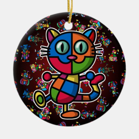 buntes cat2 keramik ornament (Vorne)
