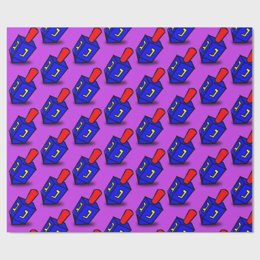 Buntes Chanukka dreidl lila Geschenkverpackung Geschenkpapier (Flach)