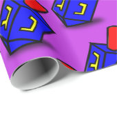 Buntes Chanukka dreidl lila Geschenkverpackung Geschenkpapier (Rolleneckpunkt)