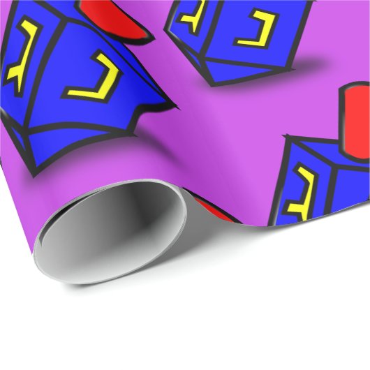 Buntes Chanukka dreidl lila Geschenkverpackung Geschenkpapier (Rolleneckpunkt)