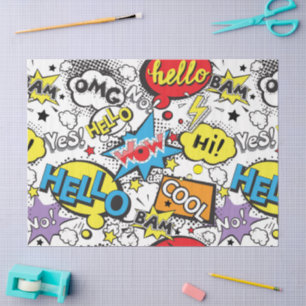 Buntes Comic-Pop-Art-Sprechblasenmuster Seidenpapier