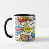 Buntes Comic-Pop-Art-Sprechblasenmuster Tasse (Links)