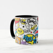 Buntes Comic-Pop-Art-Sprechblasenmuster Tasse (Vorderseite Links)