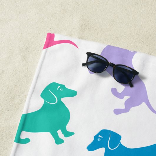 Buntes Dackel-Strand-Party Strandtuch (Beispiel)