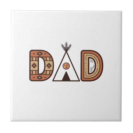 Buntes Dad-Tipi-Buchstaben-Shirt-Design_1 Fliese (Vorderseite)
