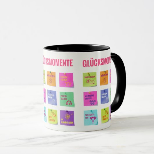 Buntes Design mit Glücksmomenten Tasse (VorderseiteRechts)