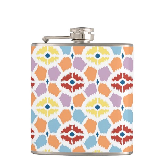 Buntes Diamanten ikat geometrisch Flachmann (Vorderseite)