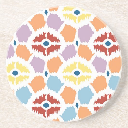 Buntes Diamanten ikat geometrisch Sandstein Untersetzer (Vorne)