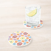 Buntes Diamanten ikat geometrisch Sandstein Untersetzer (Seite)