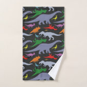 Buntes Dinosaurier-Muster (dunkel) Badhandtuch Set (Handtuch)