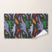 Buntes Dinosaurier-Muster (dunkel) Badhandtuch Set (Handtuch)
