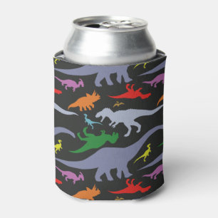 Buntes Dinosaurier-Muster (dunkel) Dosenkühler