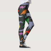Buntes Dinosaurier-Muster (dunkel) Leggings (Rechts)