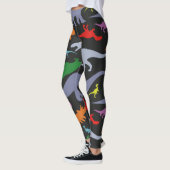 Buntes Dinosaurier-Muster (dunkel) Leggings (Links)