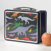 Buntes Dinosaurier-Muster (dunkel) Metall Brotdose (Beispiel)