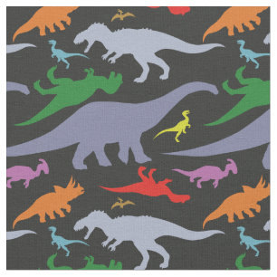Buntes Dinosaurier-Muster (dunkel) Stoff
