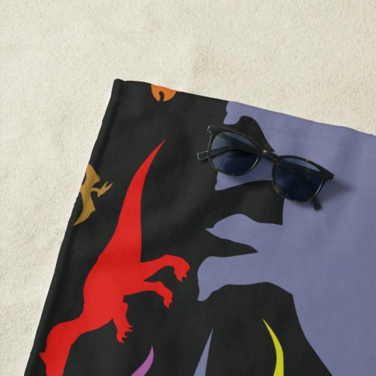Buntes Dinosaurier-Muster (dunkel) Strandtuch (Beispiel)