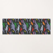 Buntes Dinosaurier-Muster (dunkel) Yogamatte (Vorderseite (Horizontal))